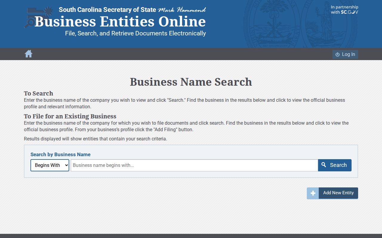 Spartanburg residents directory South Carolina business entity search