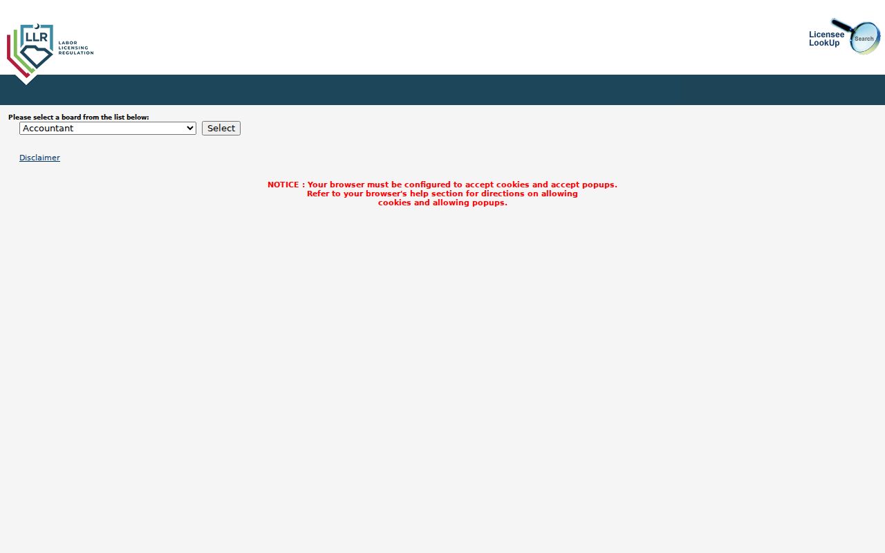Spartanburg resident lookup image of the South Carolina LLR license search