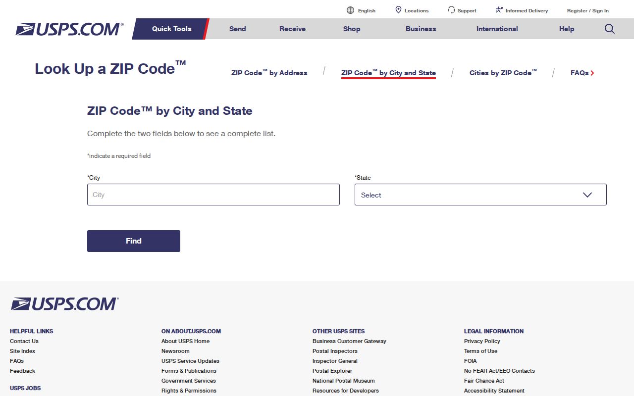 Spartanburg ZIP code directory official USPS ZIP lookup screen
